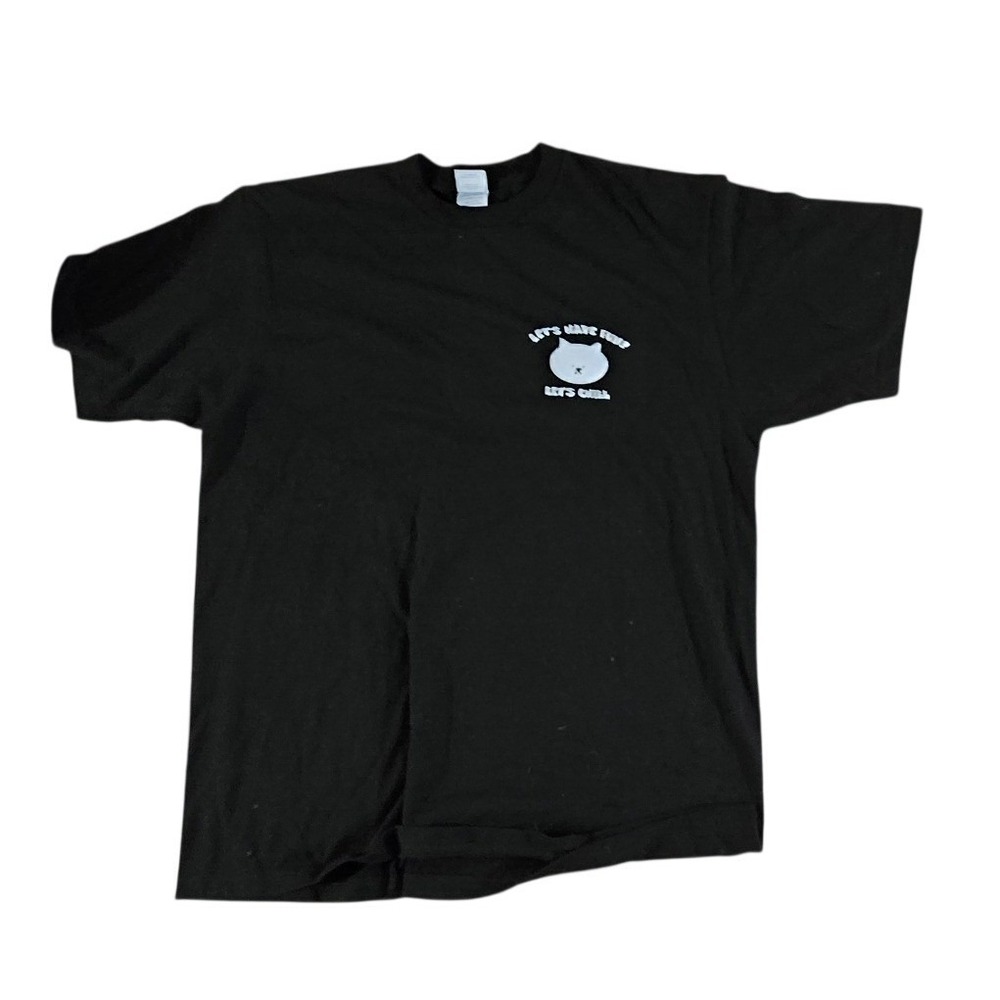 XL CHILL CAT men's black tee t-shirt NYAIKE NYACOSTE PUNYA YANS‎ ADNIYAS NYA EAR